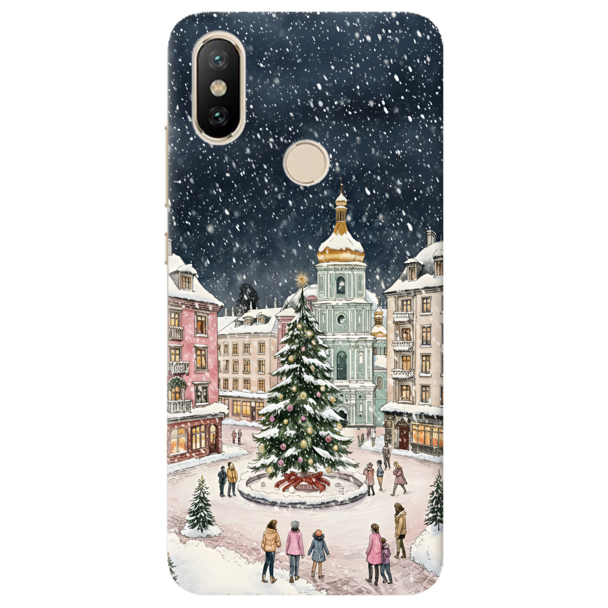 Чохол для Xiaomi Mi A2 Mi 6X прозорий Новорічне місто - фото 1 - Чохли для телефонів
