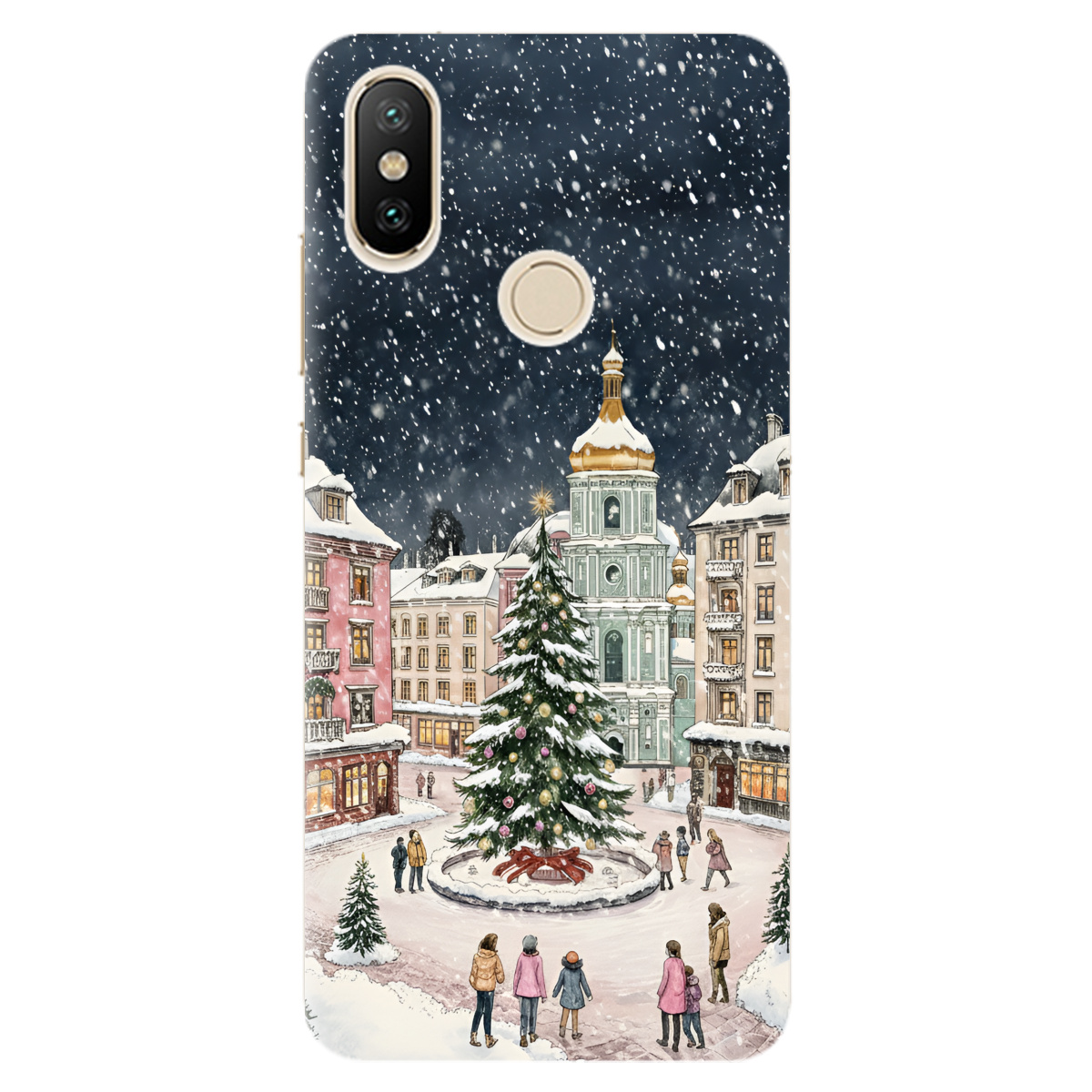 Чехол для Xiaomi Mi A2 Lite прозрачный Новогодний город - фото 1 - Чехлы для телефонов