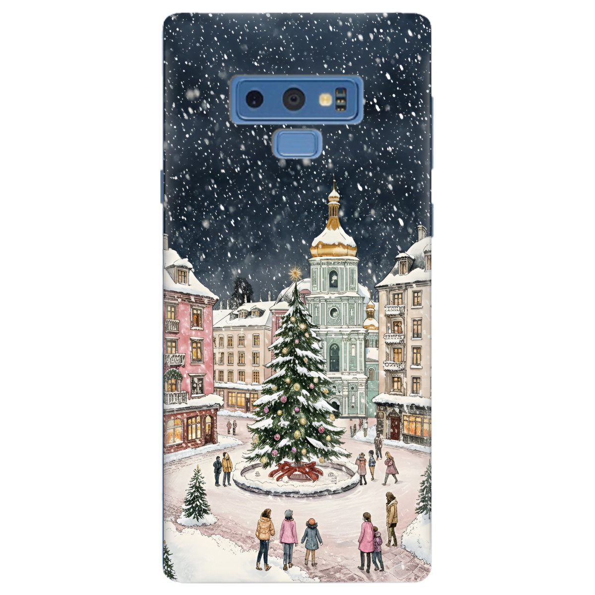 Чохол для Samsung Galaxy Note 9 прозорий Новорічне місто - фото 1 - Чохли для телефонів