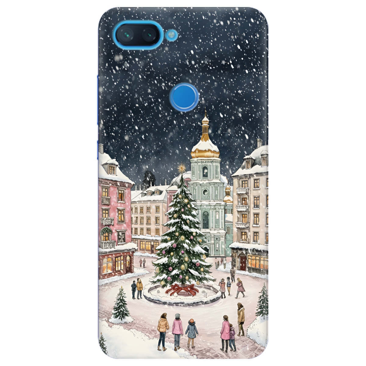 Чехол для Xiaomi Mi 8 Lite прозрачный Новогодний город - фото 1 - Чехлы для телефонов