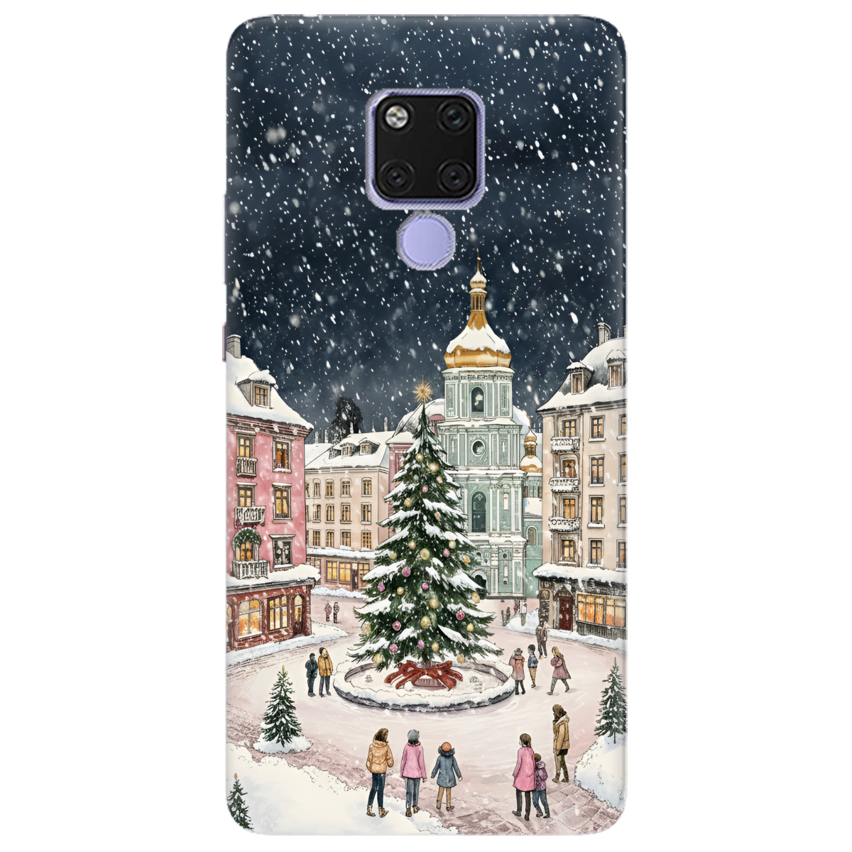 Чехол для Huawei Mate 20 прозрачный Новогодний город - фото 1 - Чехлы для телефонов