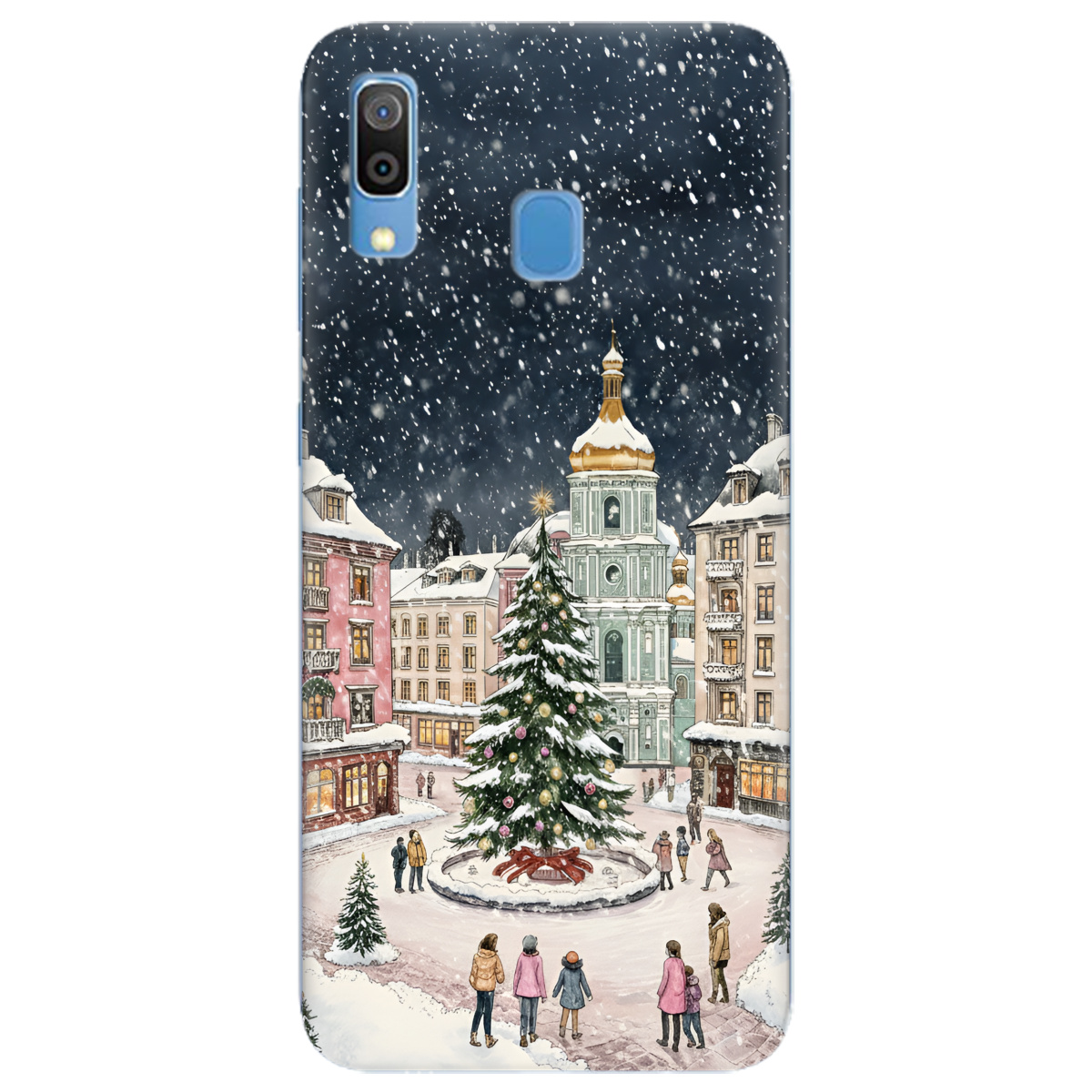Чехол для Samsung Galaxy A30 прозрачный Новогодний город - фото 1 - Чехлы для телефонов