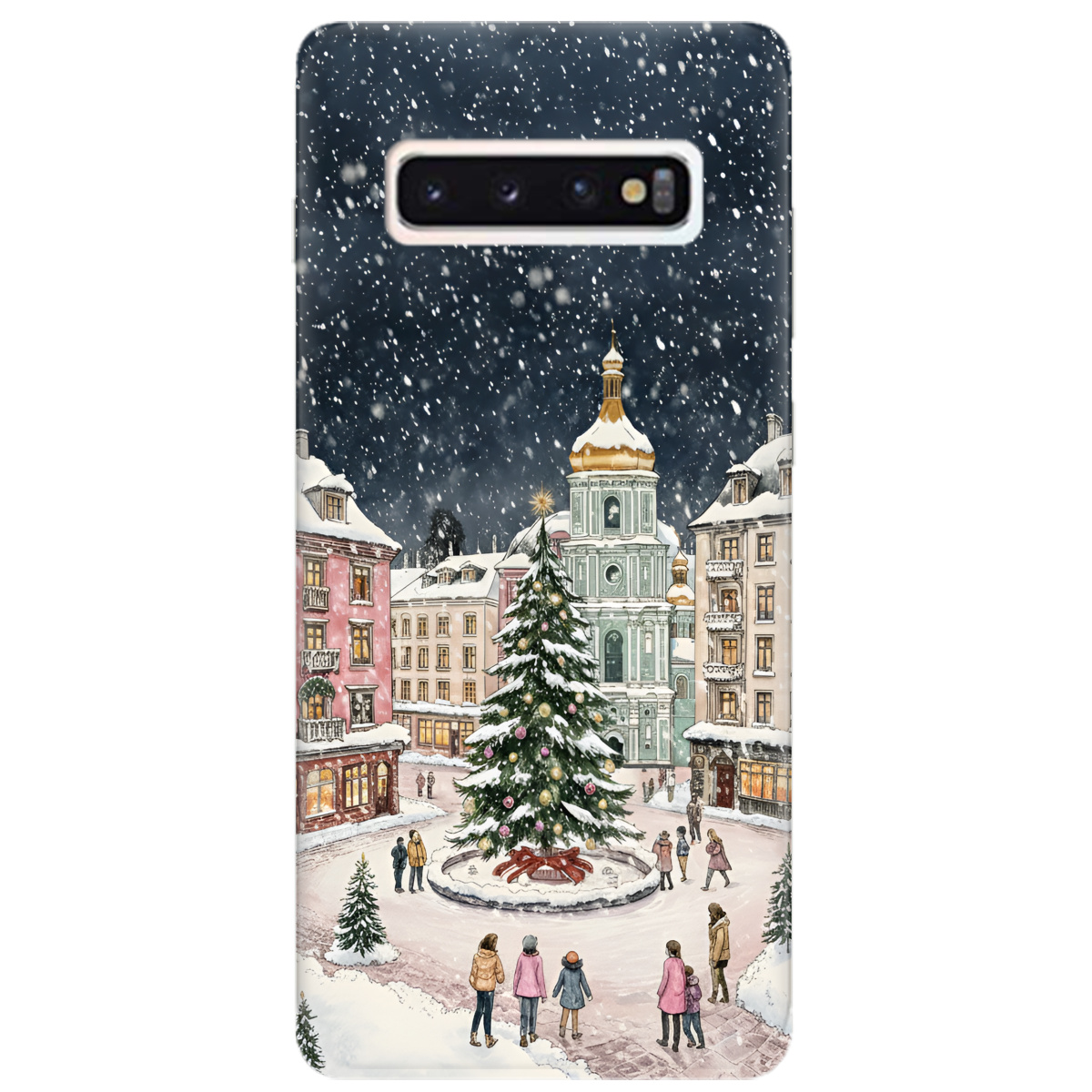 Чехол для Samsung Galaxy S10 прозрачный Новогодний город - фото 1 - Чехлы для телефонов