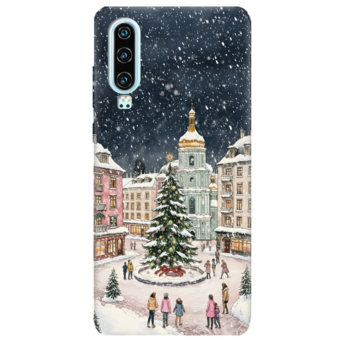 Чохол для Huawei P30 прозорий Новорічне місто - фото 1 - Чохли для телефонів