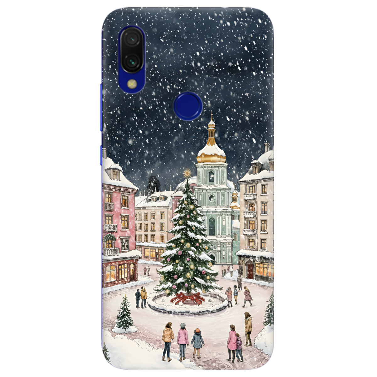 Чохол для Xiaomi Redmi 7 прозорий Новорічне місто - фото 1 - Чохли для телефонів
