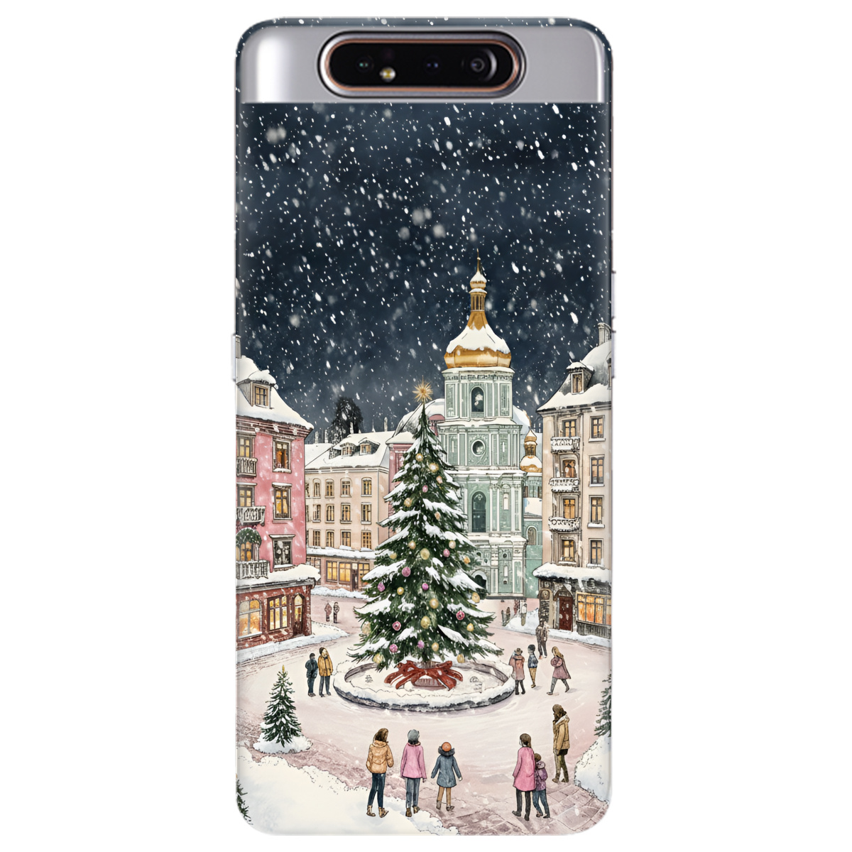 Чохол для Samsung Galaxy A80 прозорий Новорічне місто - фото 1 - Чохли для телефонів