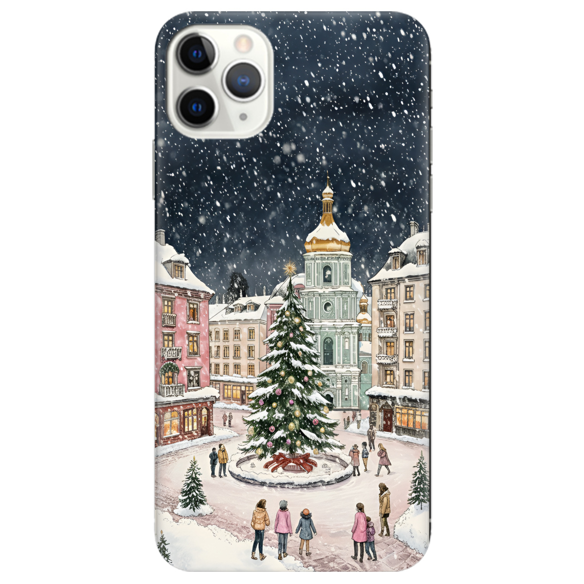 Чохол для Apple iPhone 11 Pro Max прозорий Новорічне місто - фото 1 - Чохли для телефонів