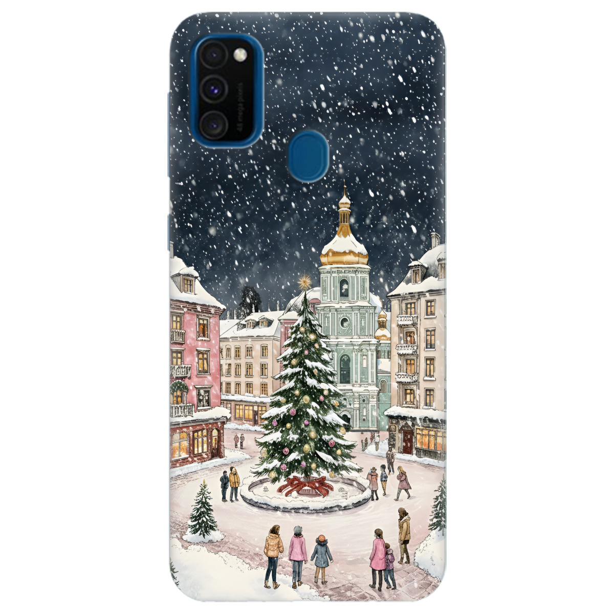 Чохол для Samsung Galaxy M30s прозорий Новорічне місто - фото 1 - Чохли для телефонів