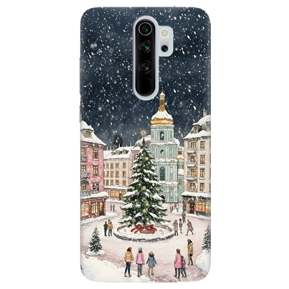 Чехол для Xiaomi Redmi Note 8 Pro прозрачный Новогодний город - фото 1 - Чехлы для телефонов