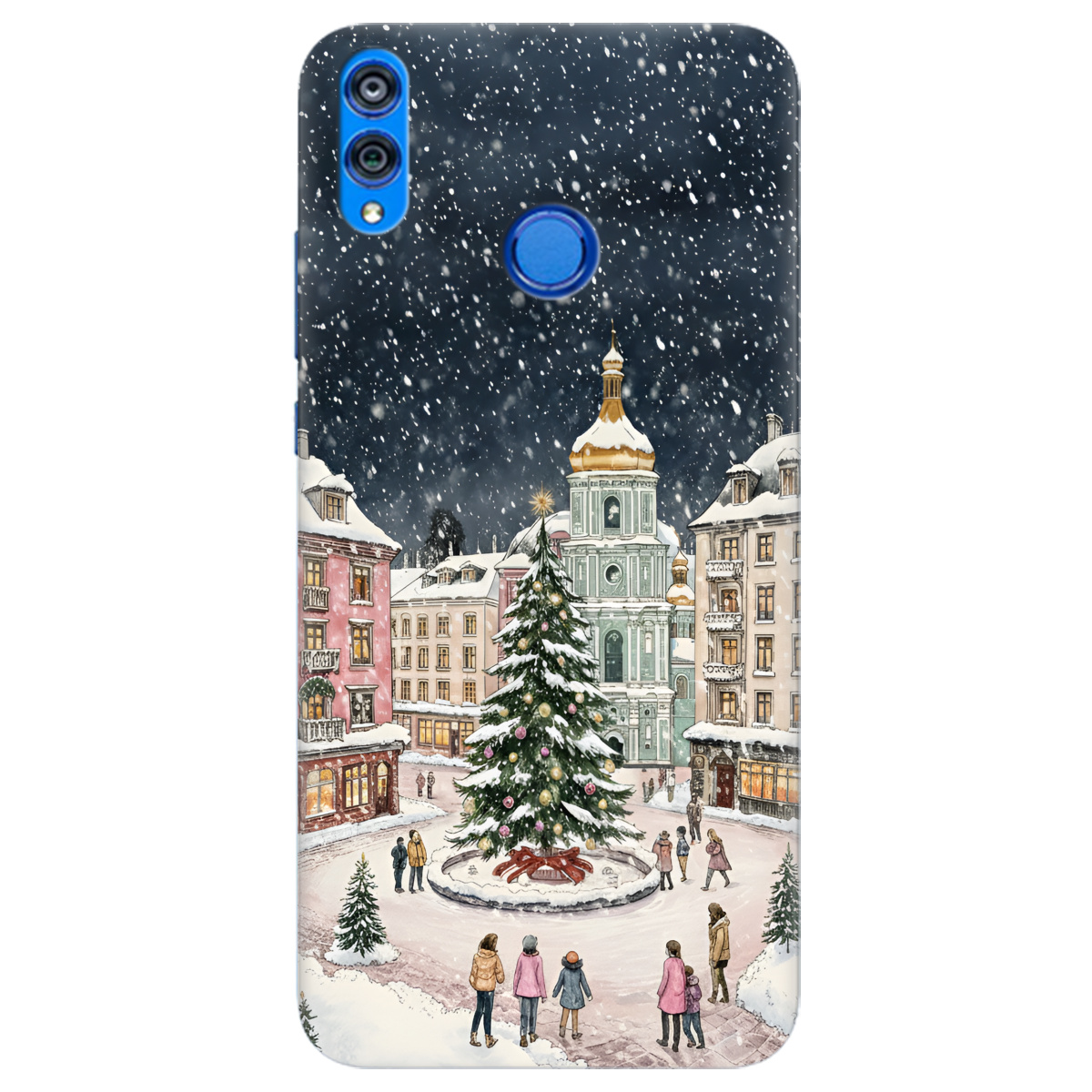 Чохол для Huawei Honor 8x прозорий Новорічне місто - фото 1 - Чохли для телефонів