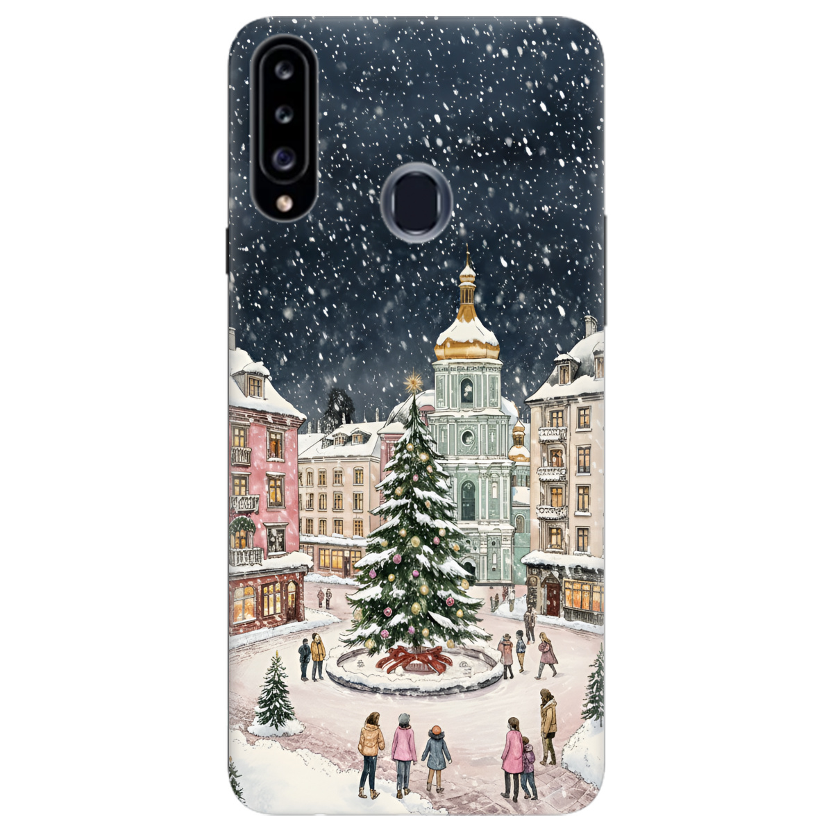 Чохол для Samsung Galaxy A20s прозорий Новорічне місто - фото 1 - Чохли для телефонів