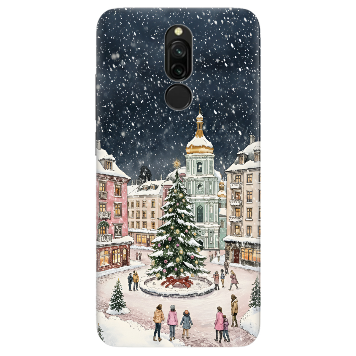 Чохол для Xiaomi Redmi 8 прозорий Новорічне місто - фото 1 - Чохли для телефонів