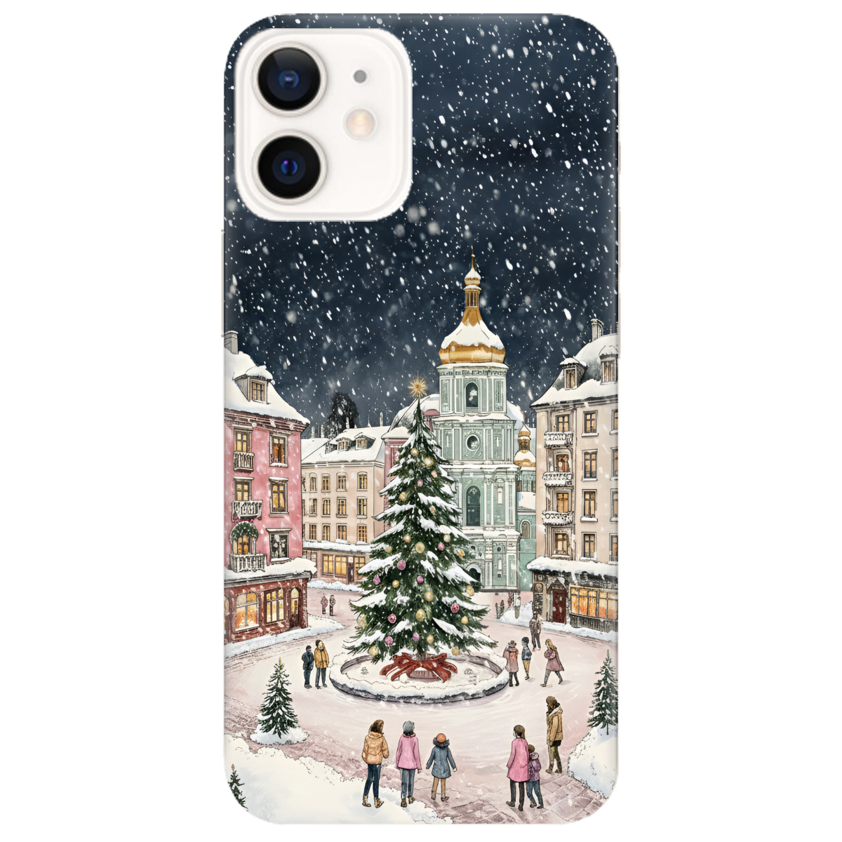 Чохол для Apple iPhone 12 прозорий Новорічне місто - фото 1 - Чохли для телефонів