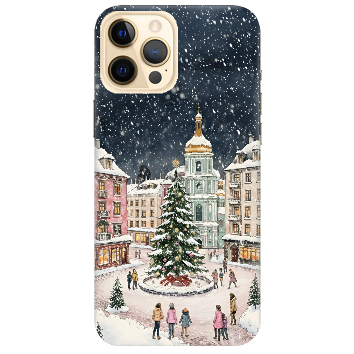 Чехол для Apple iPhone 12 Pro прозрачный Новогодний город - фото 1 - Чехлы для телефонов