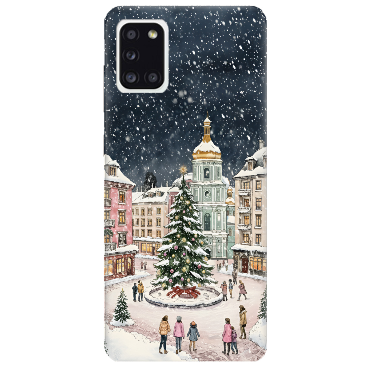 Чохол для Samsung Galaxy A31 прозорий Новорічне місто - фото 1 - Чохли для телефонів
