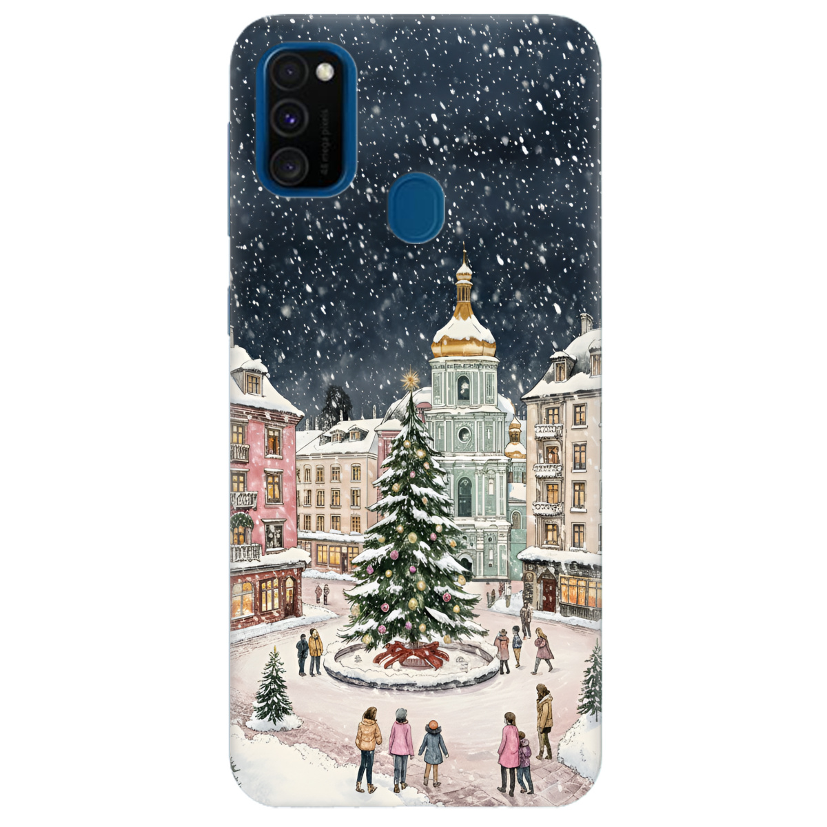 Чохол для Samsung Galaxy M21 прозорий Новорічне місто - фото 1 - Чохли для телефонів