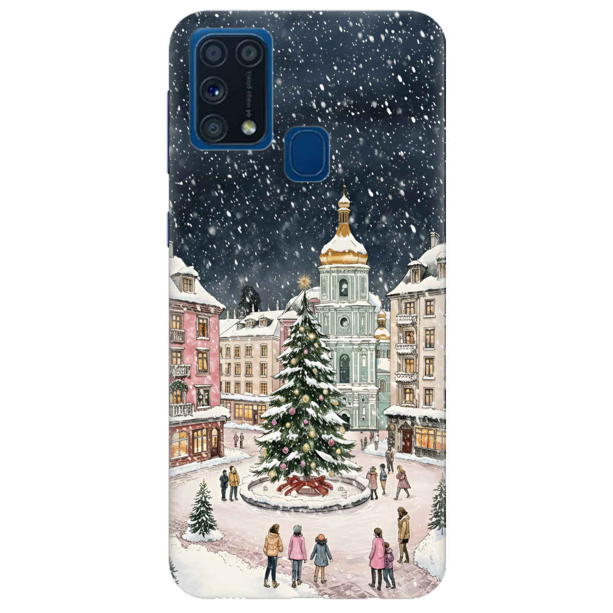 Чохол для Samsung Galaxy M31 прозорий Новорічне місто - фото 1 - Чохли для телефонів