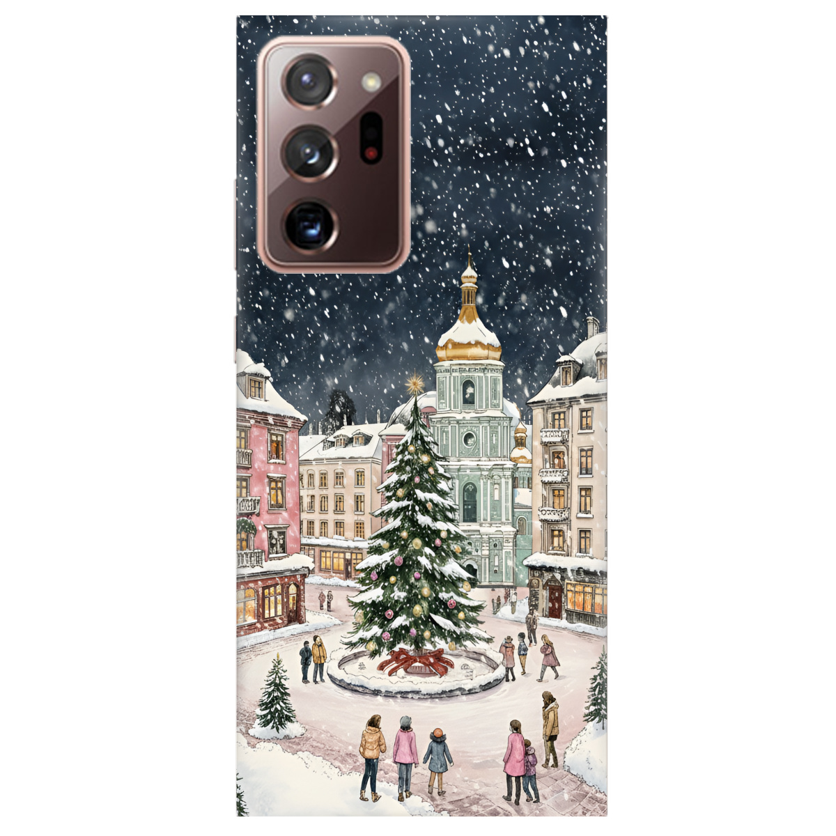 Чохол для Samsung Galaxy Note 20 Ultra прозорий Новорічне місто - фото 1 - Чохли для телефонів