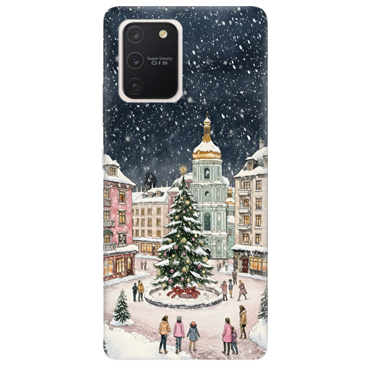Чохол для Samsung Galaxy S10 Lite прозорий Новорічне місто - фото 1 - Чохли для телефонів