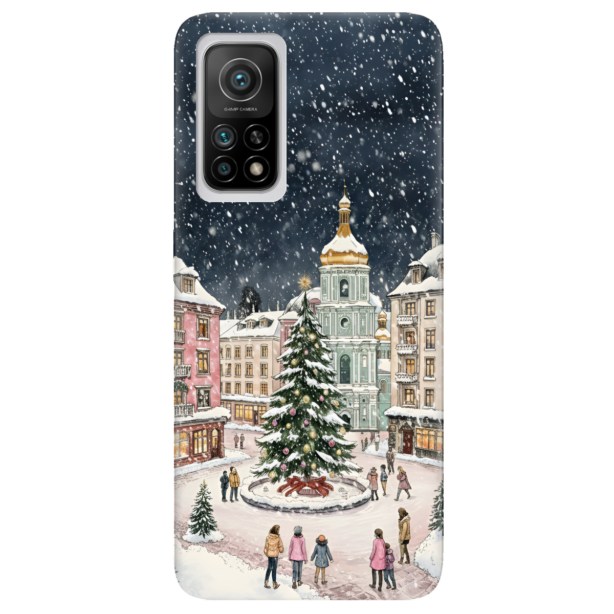 Чохол для Xiaomi Mi 10T/Mi 10T Pro прозорий Новорічне місто - фото 1 - Чохли для телефонів