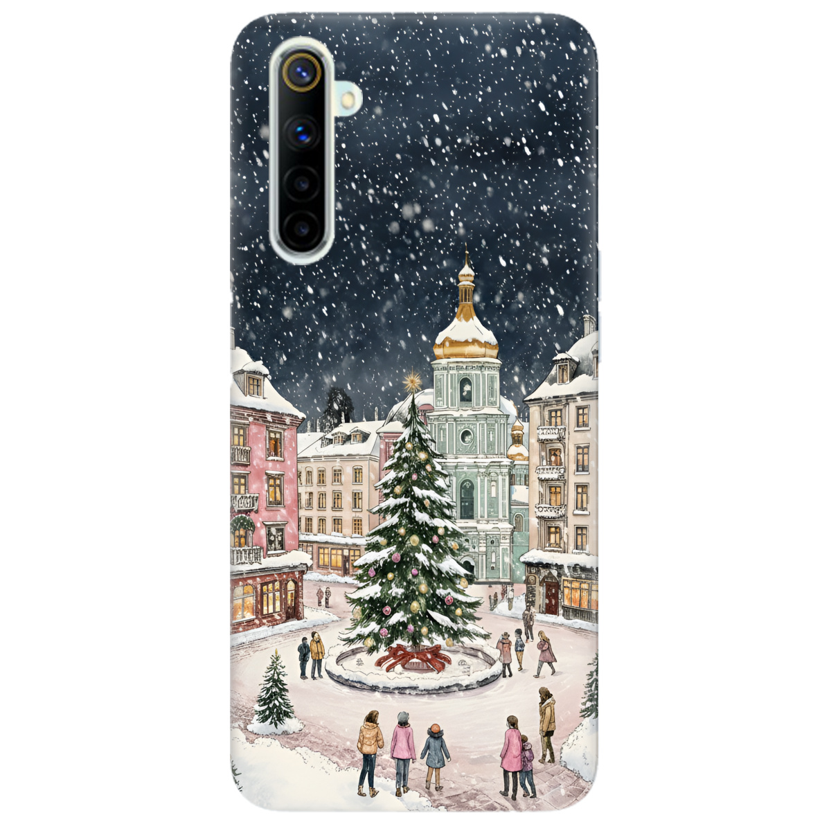 Чехол для Realme 6 прозрачный Новогодний город - фото 1 - Чехлы для телефонов