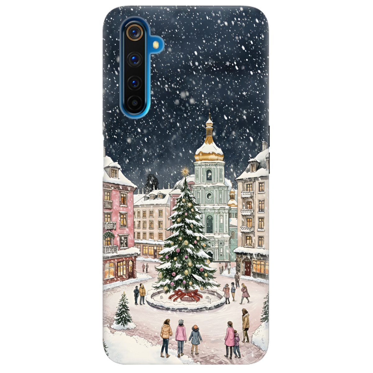 Чохол для Realme 6 Pro прозорий Новорічне місто - фото 1 - Чохли для телефонів