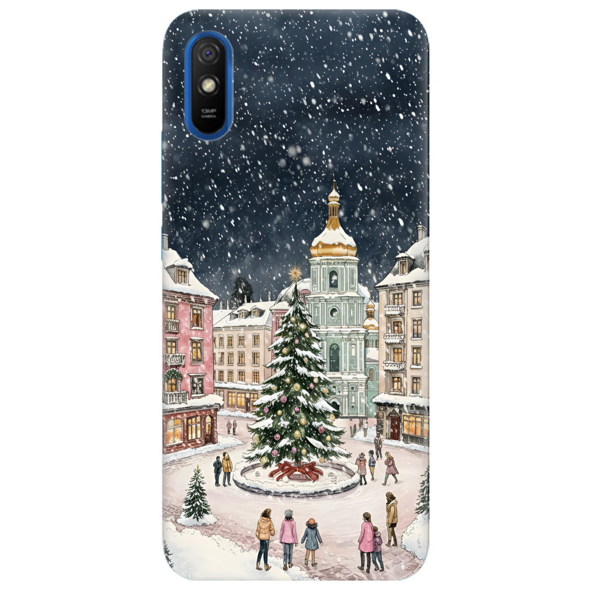 Чохол для Xiaomi Redmi 9A прозорий Новорічне місто - фото 1 - Чохли для телефонів