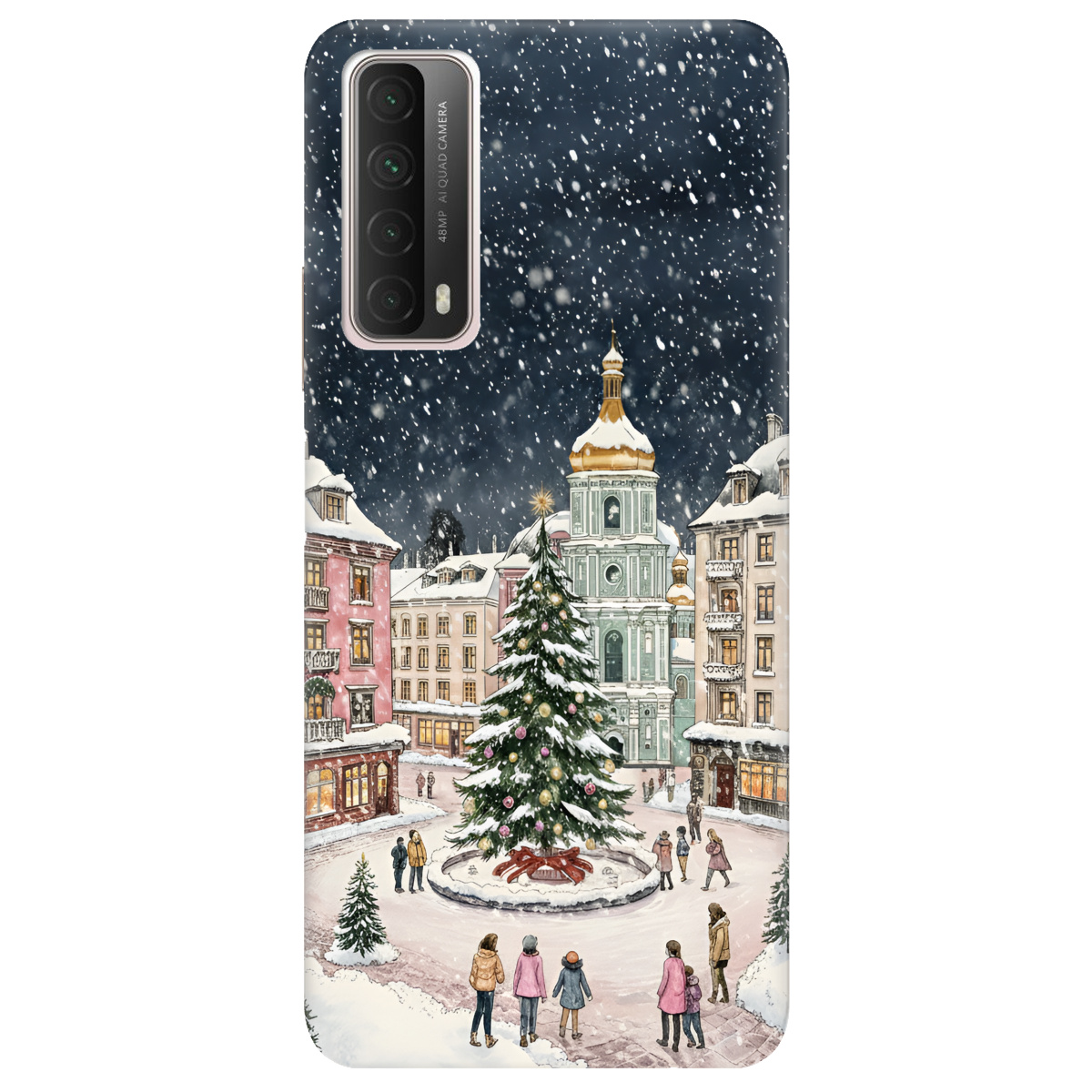 Чохол для Huawei P Smart 2021 прозорий Новорічне місто - фото 1 - Чохли для телефонів