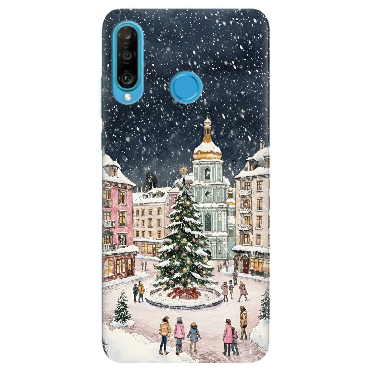Чехол для Huawei P30 Lite прозрачный Новогодний город - фото 1 - Чехлы для телефонов