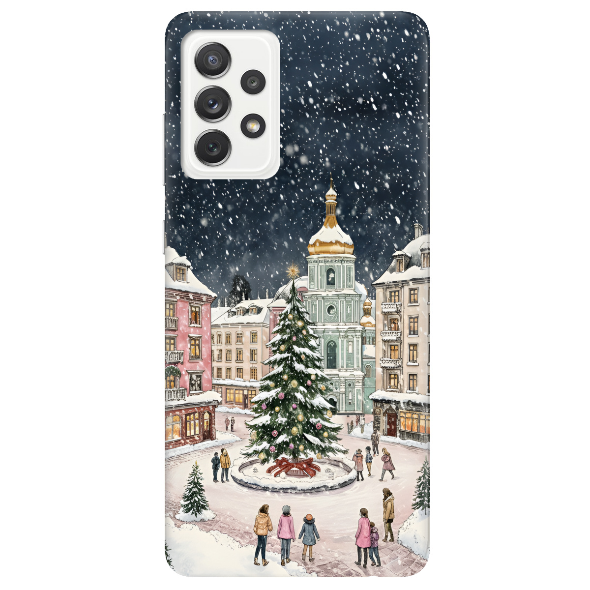Чехол для Samsung Galaxy A72 прозрачный Новогодний город - фото 1 - Чехлы для телефонов