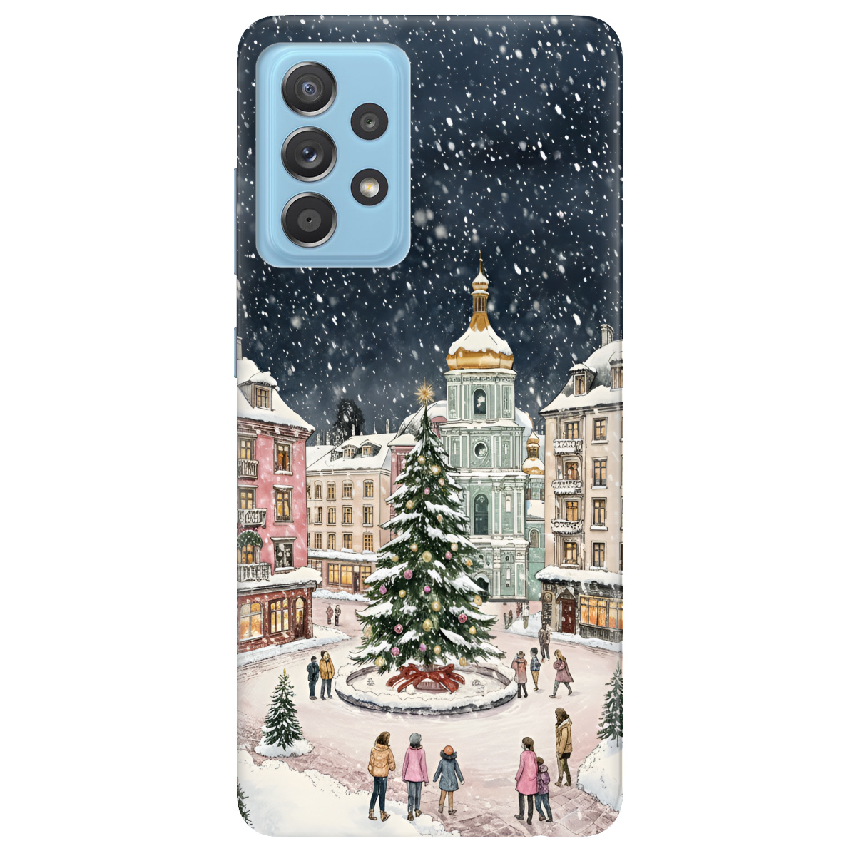 Чохол для Samsung Galaxy A52 прозорий Новорічне місто - фото 1 - Чохли для телефонів
