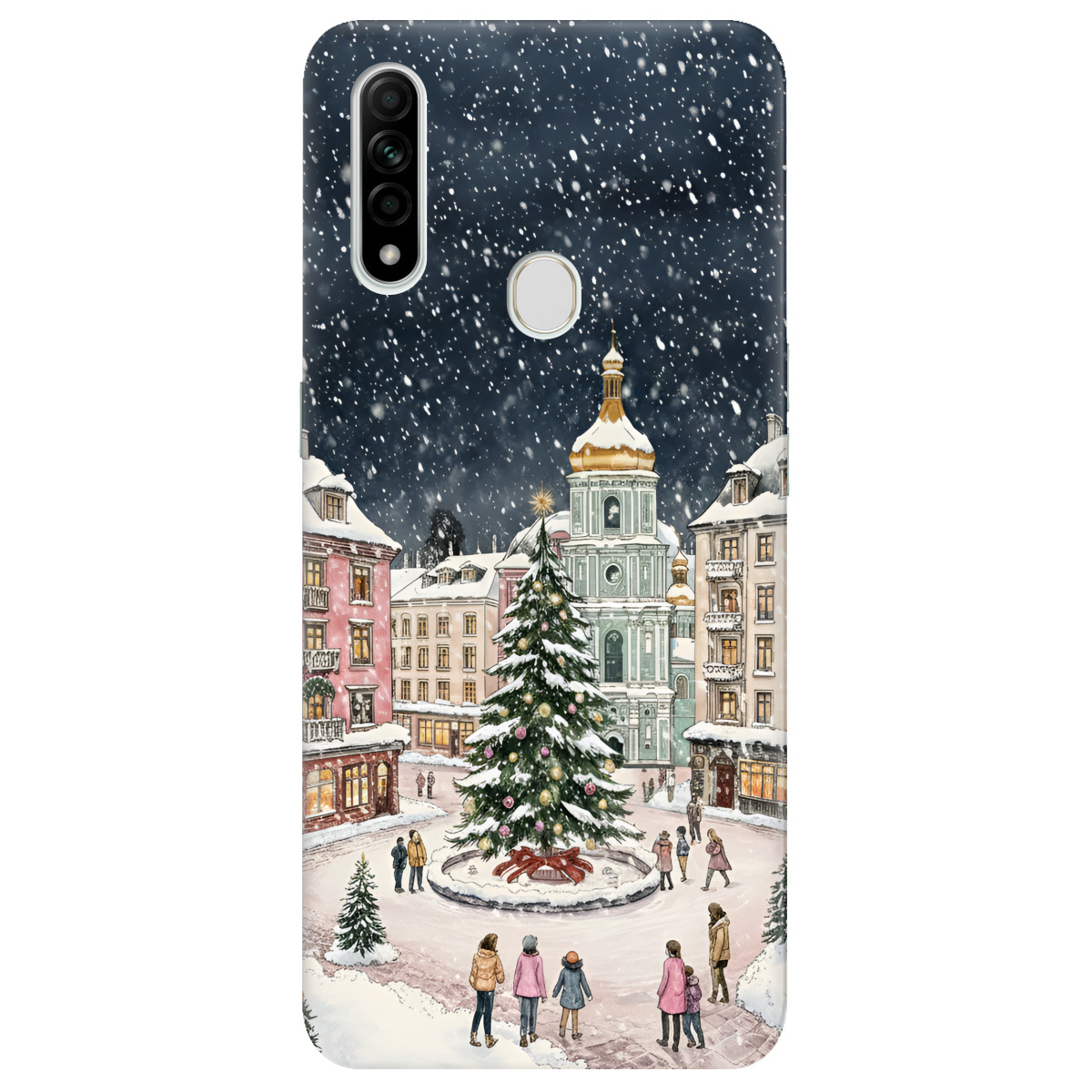 Чехол для Oppo A31 прозрачный Новогодний город - фото 1 - Чехлы для телефонов