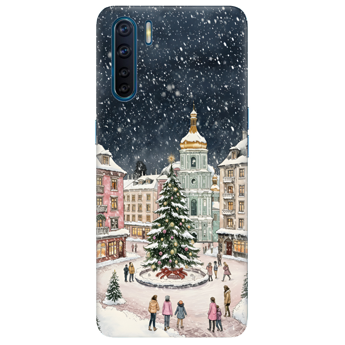 Чехол для Oppo A91 прозрачный Новогодний город - фото 1 - Чехлы для телефонов