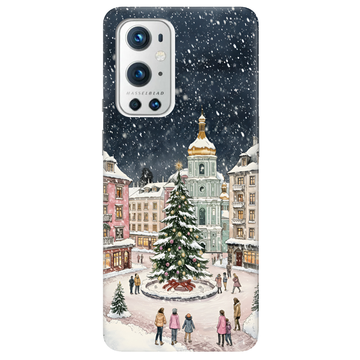 Чехол для OnePlus 9 Pro прозрачный Новогодний город - фото 1 - Чехлы для телефонов