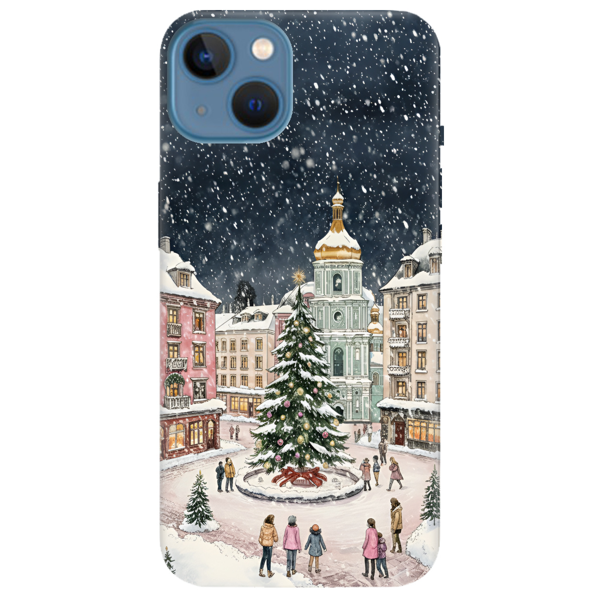 Чехол для Apple iPhone 13 прозрачный Новогодний город - фото 1 - Чехлы для телефонов