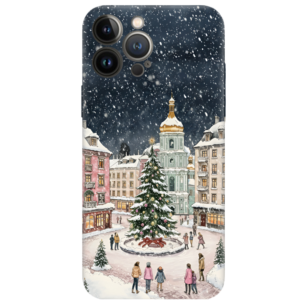 Чехол для Apple iPhone 13 Pro прозрачный Новогодний город - фото 1 - Чехлы для телефонов