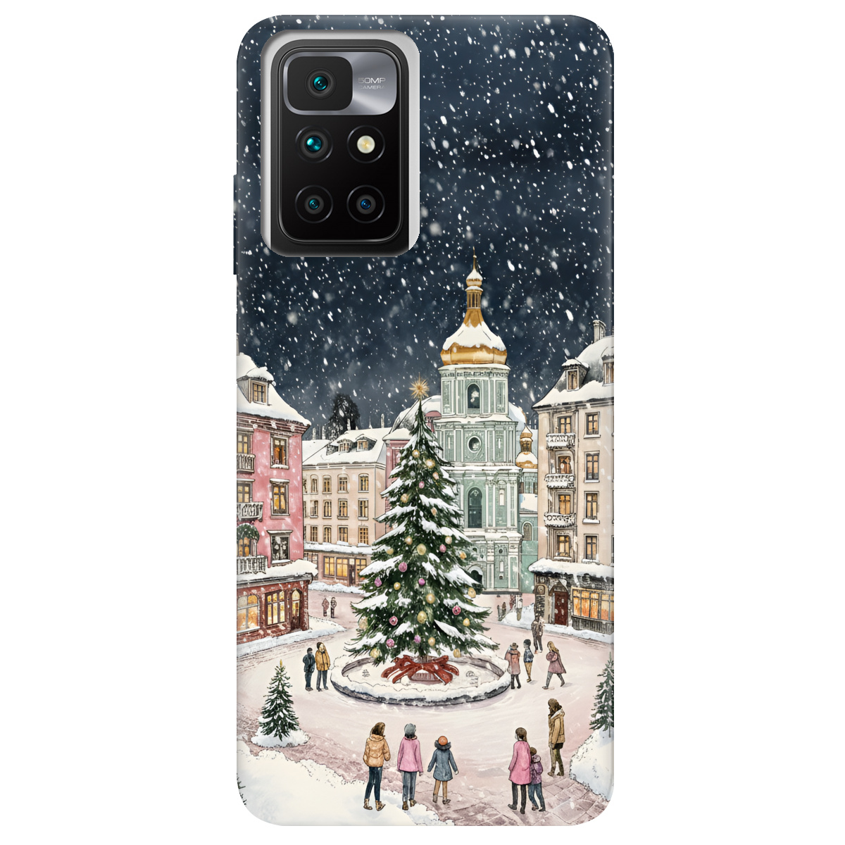 Чохол для Xiaomi Redmi 10 прозорий Новорічне місто - фото 1 - Чохли для телефонів