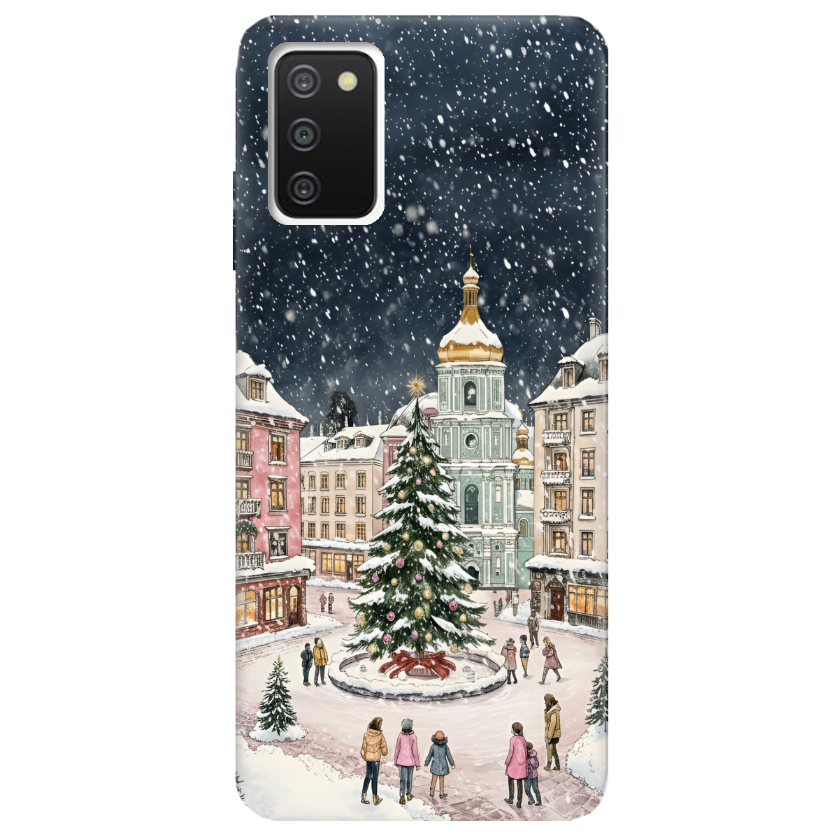 Чехол для Samsung Galaxy A03s прозрачный Новогодний город - фото 1 - Чехлы для телефонов