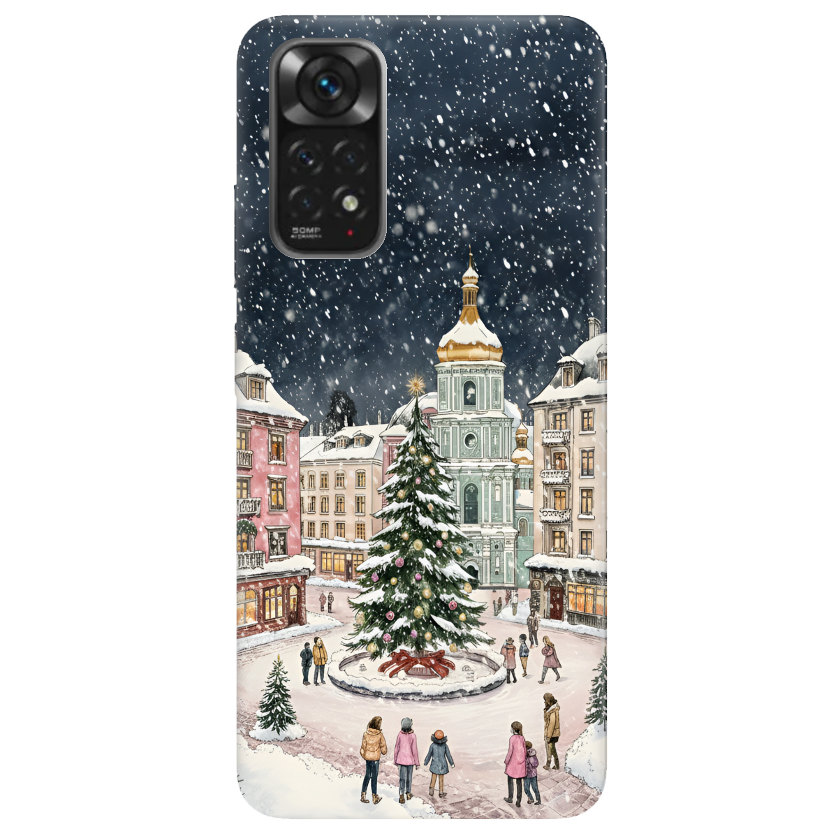 Чехол для Xiaomi Redmi Note 11 прозрачный Новогодний город - фото 1 - Чехлы для телефонов