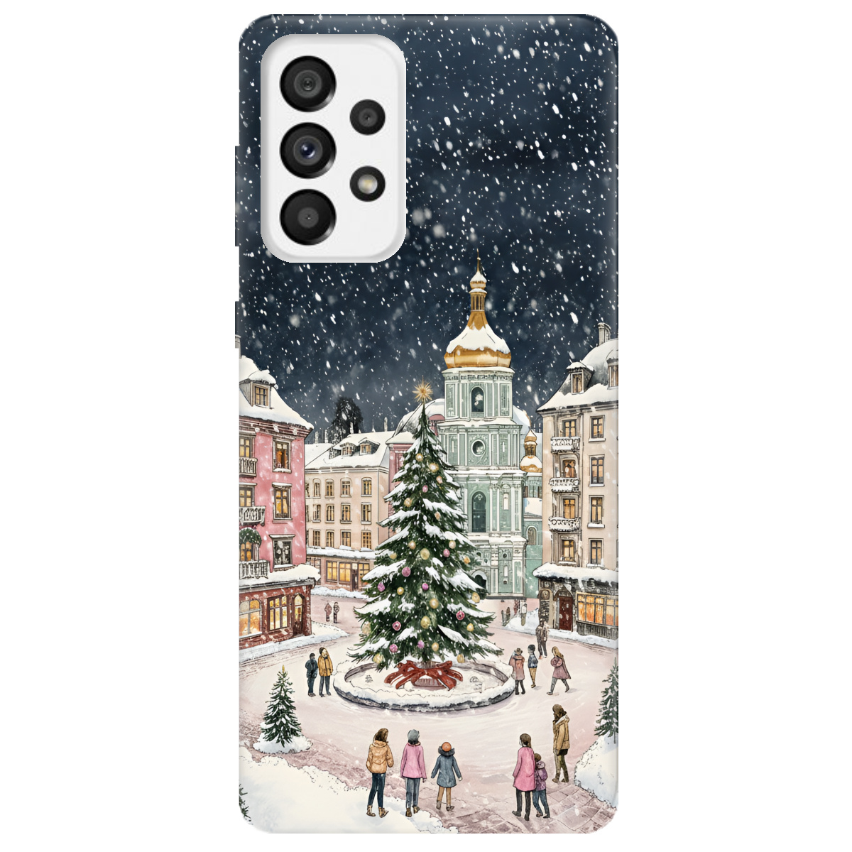 Чехол для Samsung Galaxy A73 прозрачный Новогодний город - фото 1 - Чехлы для телефонов
