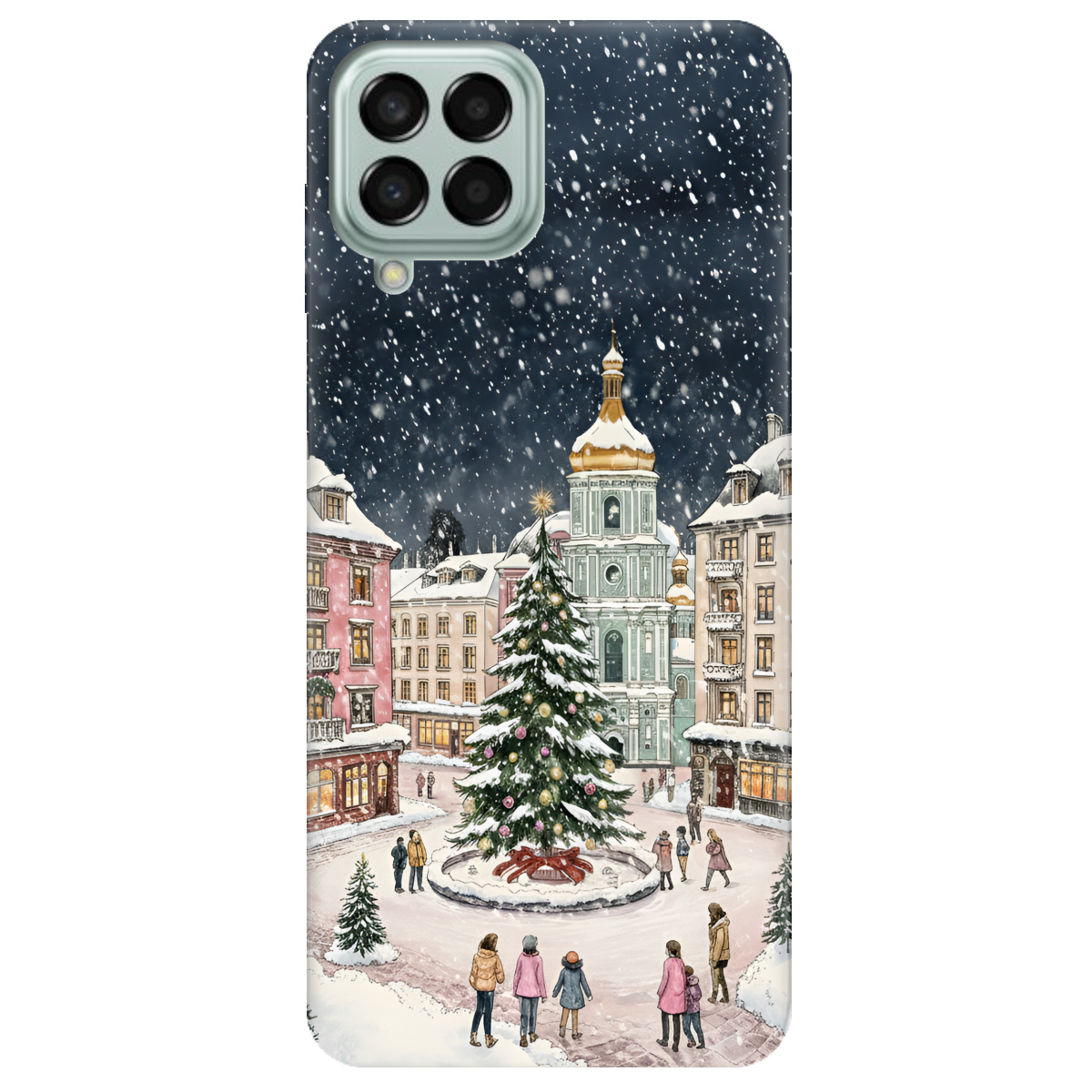Чохол для Samsung Galaxy M53 прозорий Новорічне місто - фото 1 - Чохли для телефонів