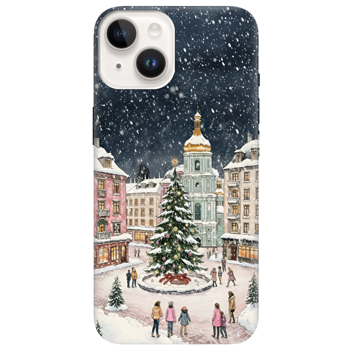 Чохол для Apple iPhone 14 Plus прозорий Новорічне місто - фото 1 - Чохли для телефонів