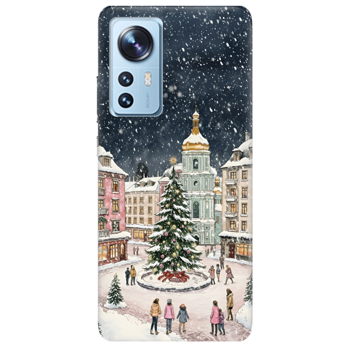Чехол для Xiaomi 12 прозрачный Новогодний город - фото 1 - Чехлы для телефонов