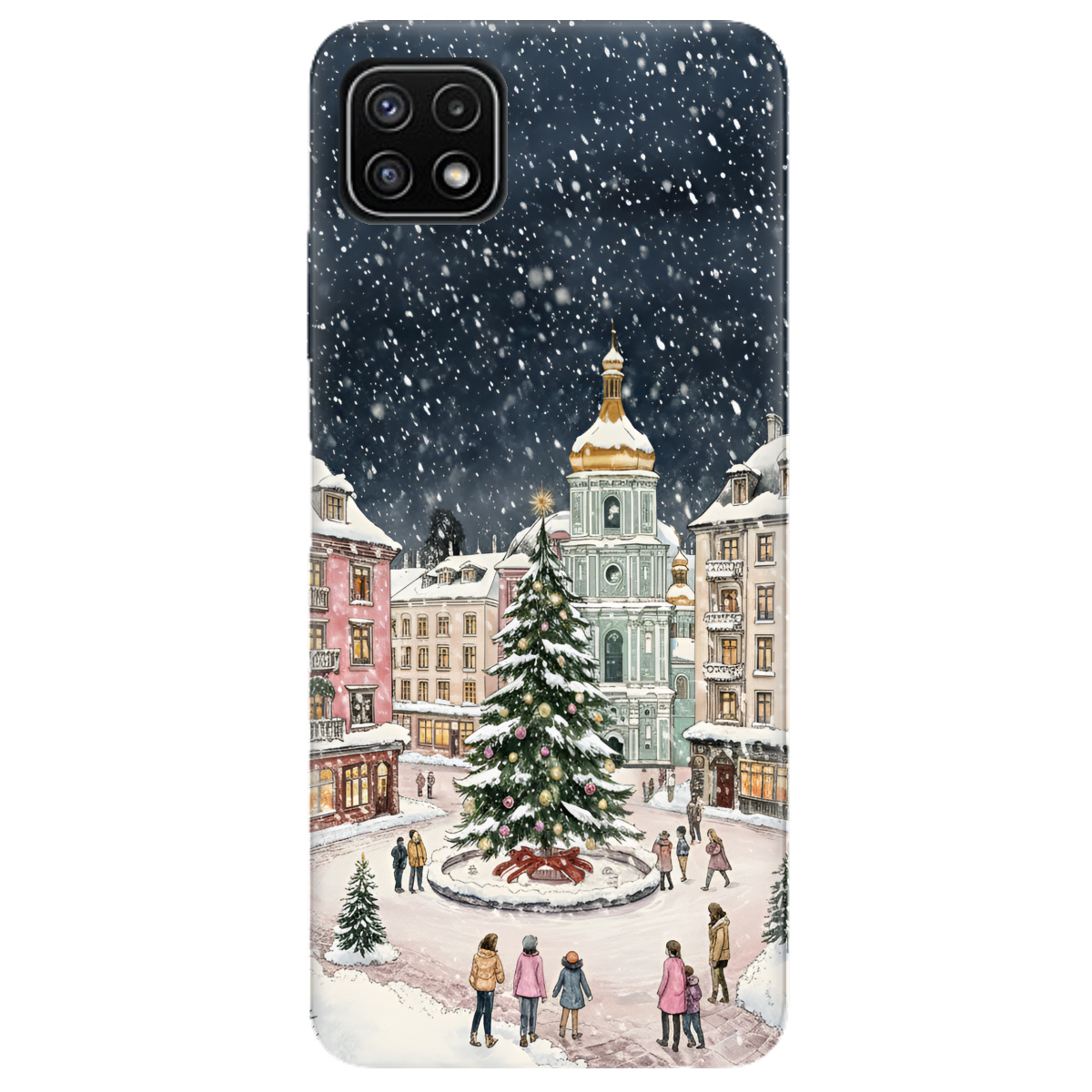Чехол для Samsung Galaxy A22 5G прозрачный Новогодний город - фото 1 - Чехлы для телефонов