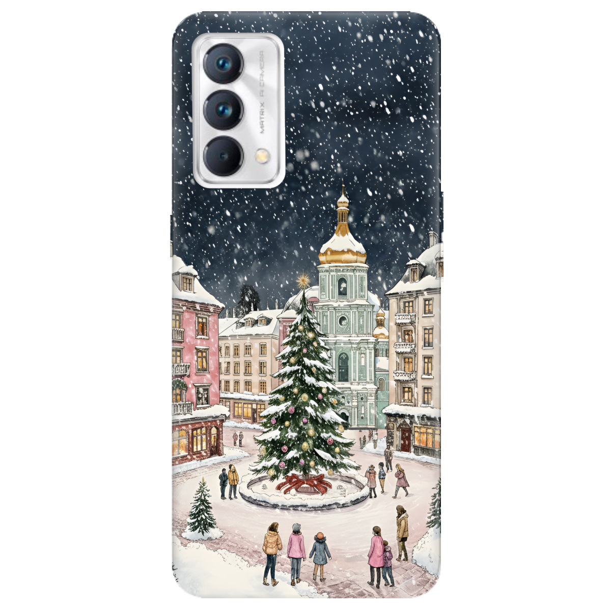 Чехол для Realme GT Master прозрачный Новогодний город - фото 1 - Чехлы для телефонов
