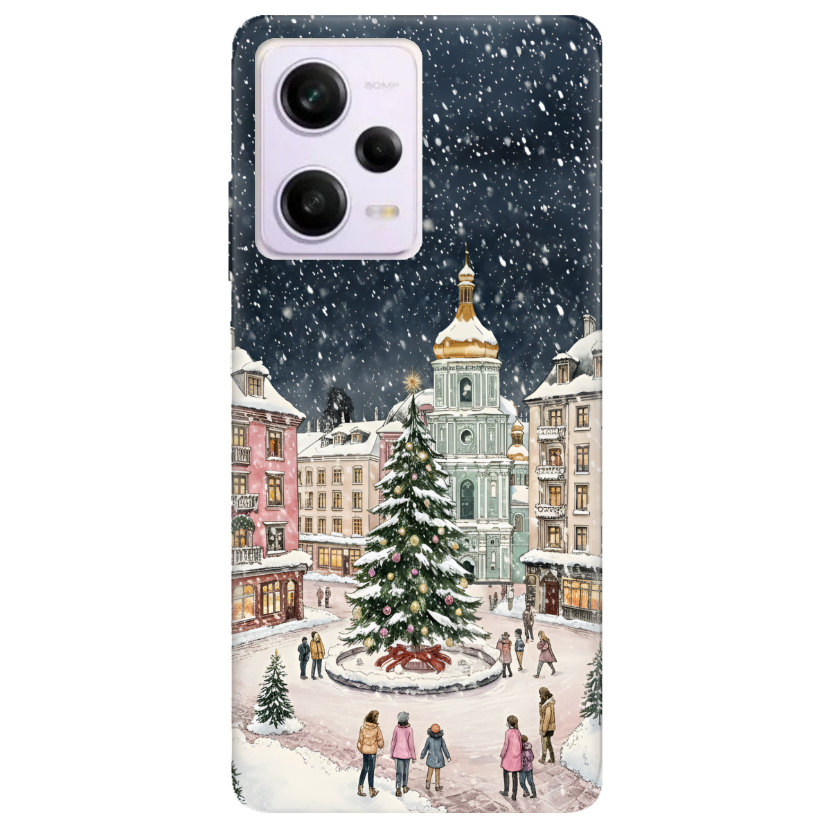 Чехол для Xiaomi Redmi Note 12 Pro 5G прозрачный Новогодний город - фото 1 - Чехлы для телефонов