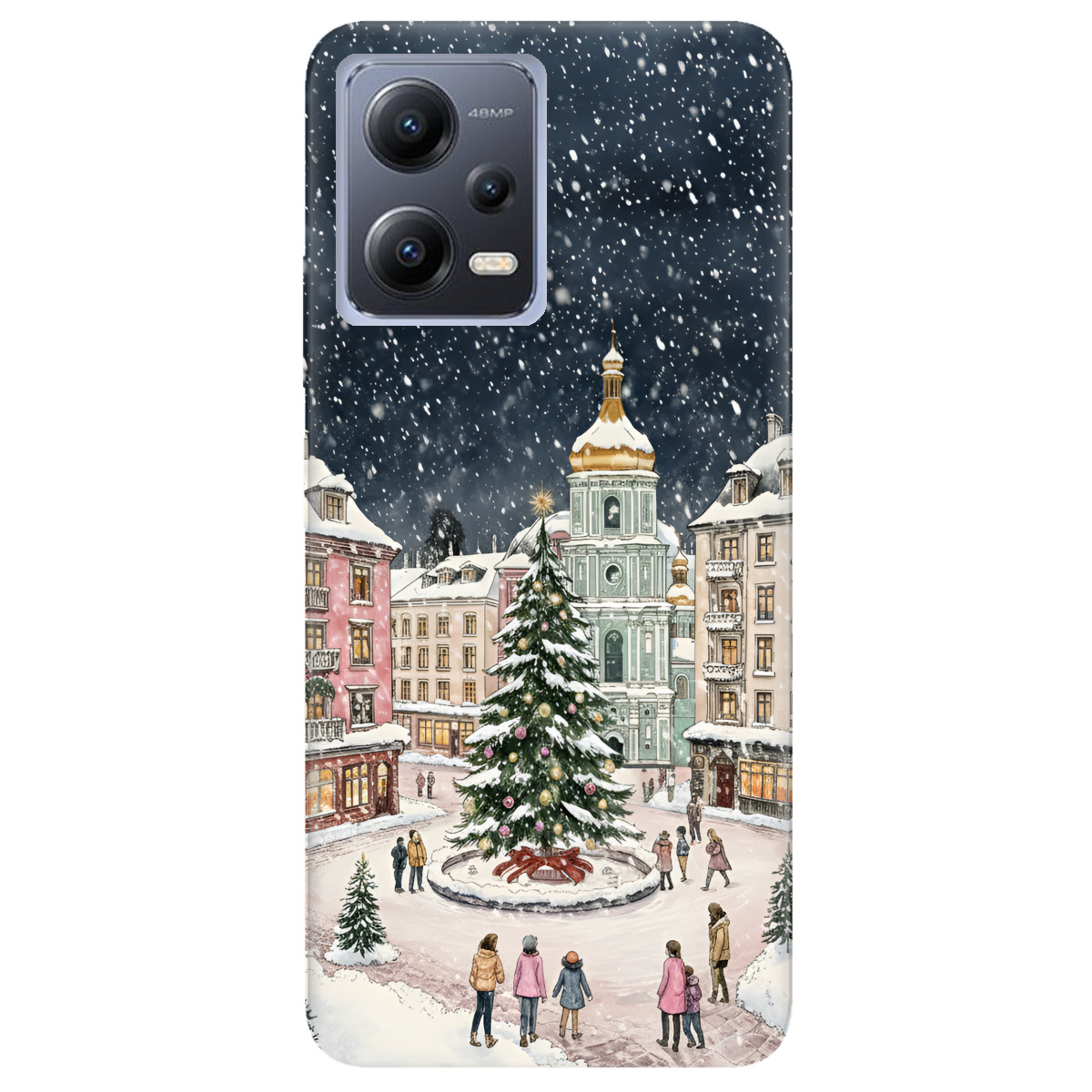 Чохол для Xiaomi Redmi Note 12 5G прозорий Новорічне місто - фото 1 - Чохли для телефонів