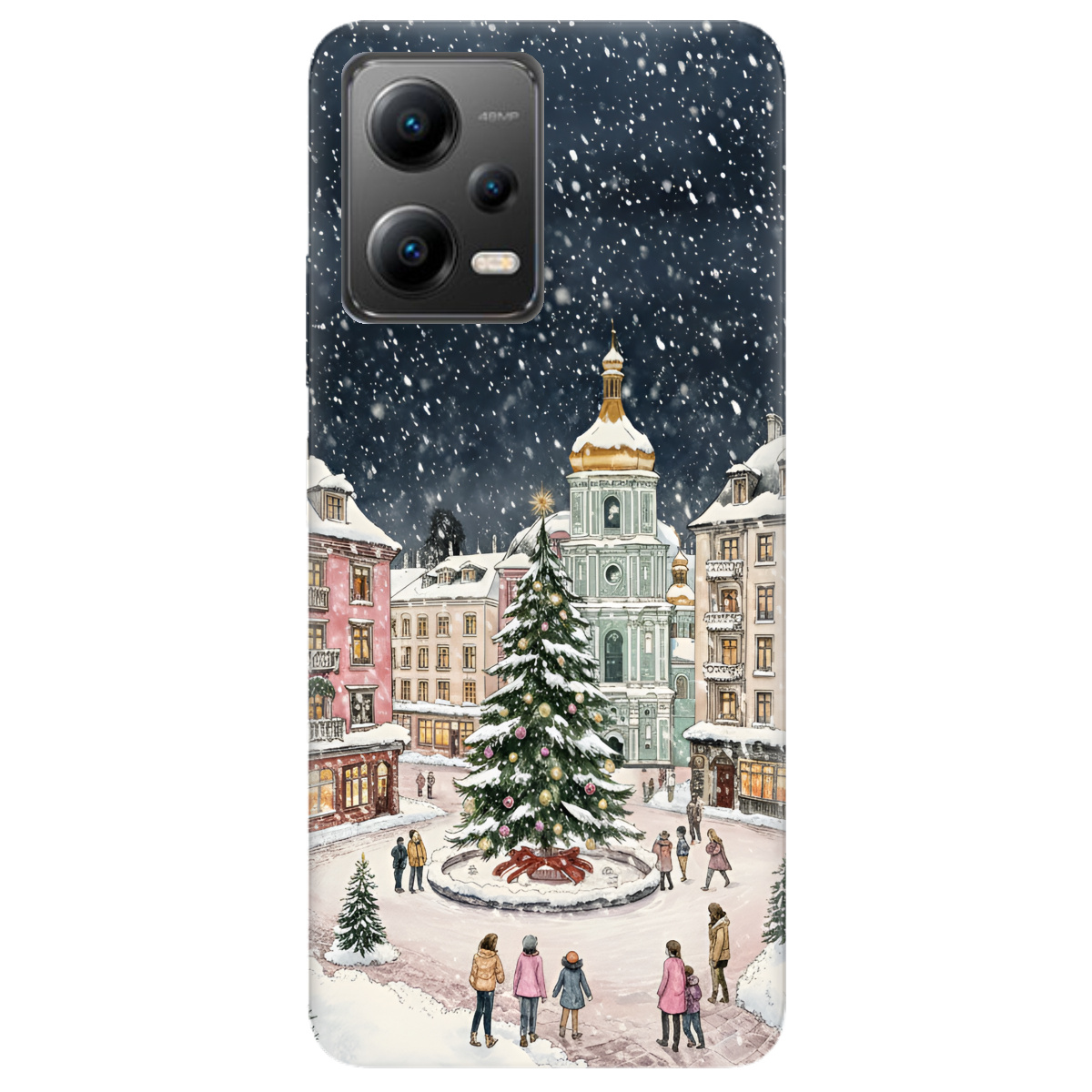 Чехол для Xiaomi Poco X5 5G прозрачный Новогодний город - фото 1 - Чехлы для телефонов