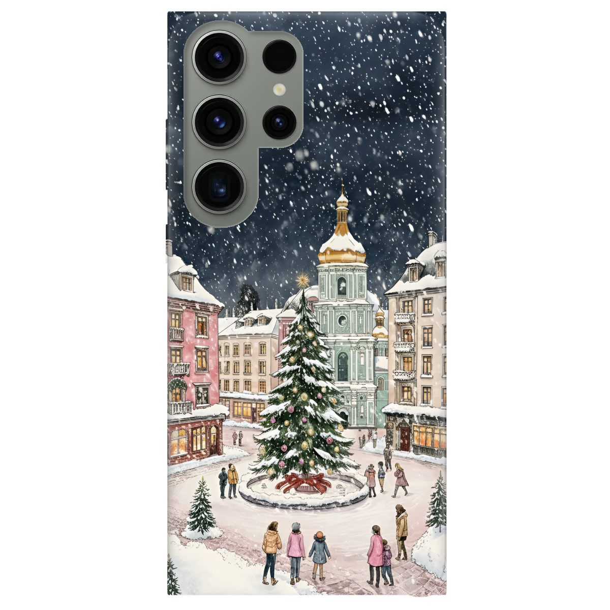 Чохол для Samsung Galaxy S23 Ultra прозорий Новорічне місто - фото 1 - Чохли для телефонів