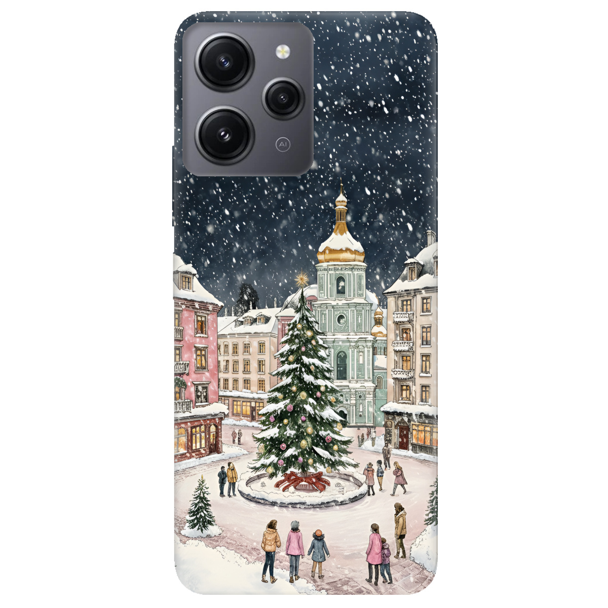 Чехол для Xiaomi Redmi 12 прозрачный Новогодний город - фото 1 - Чехлы для телефонов